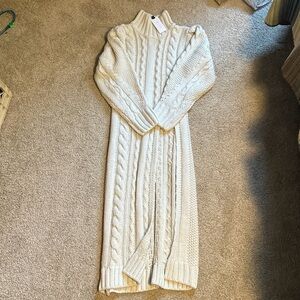 Cozy Cream Cable Knit Maxi Cardigan
